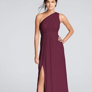 David’s bridal one shoulder wine long dress
